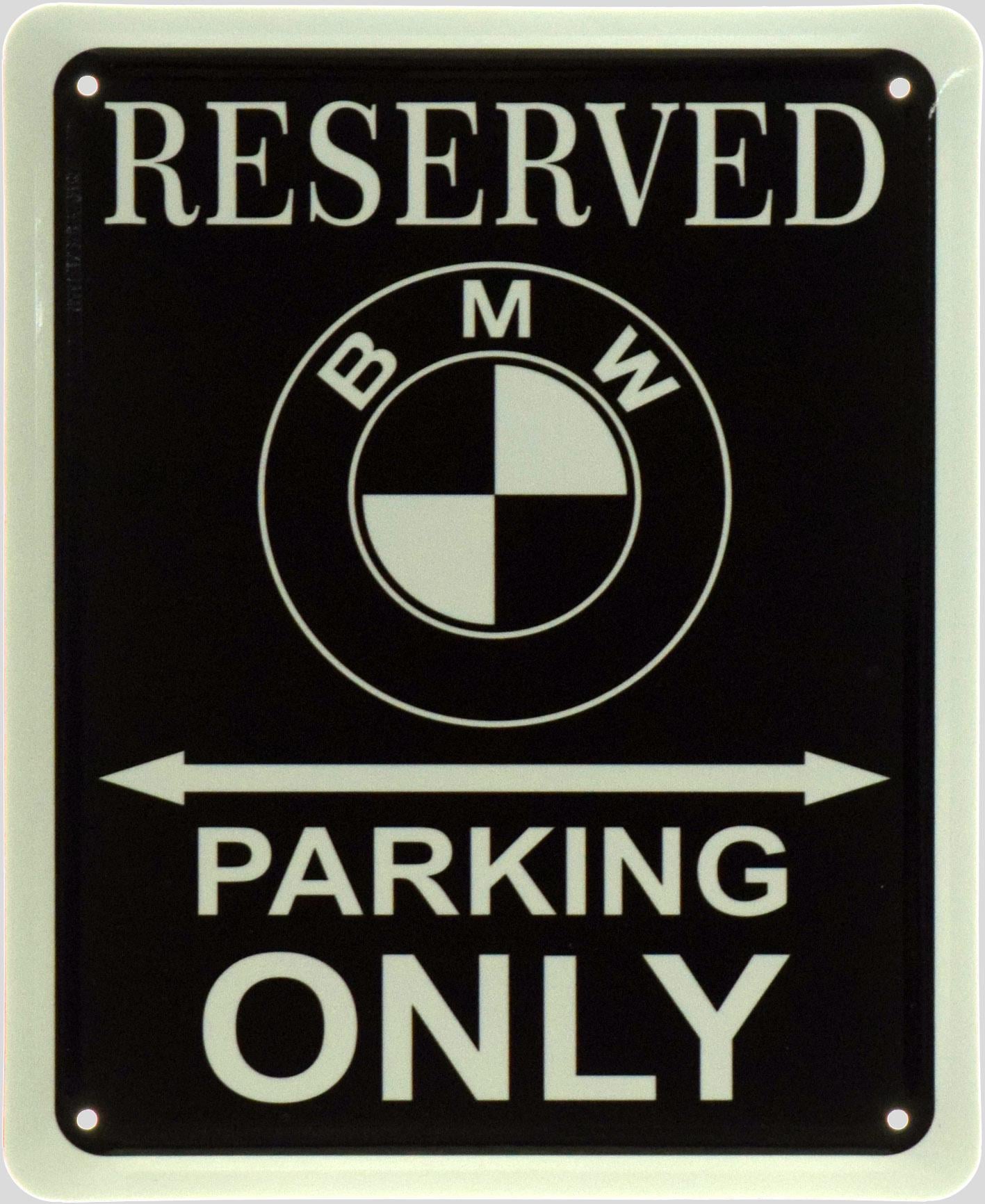 Табличка металлическая "BMW Reserved Parking Only" 18x22 см (ms-103658)