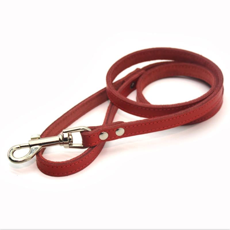 Поводок для собак и кошек Zoo-hunt Весна кожаный 1,2/120 см Красный