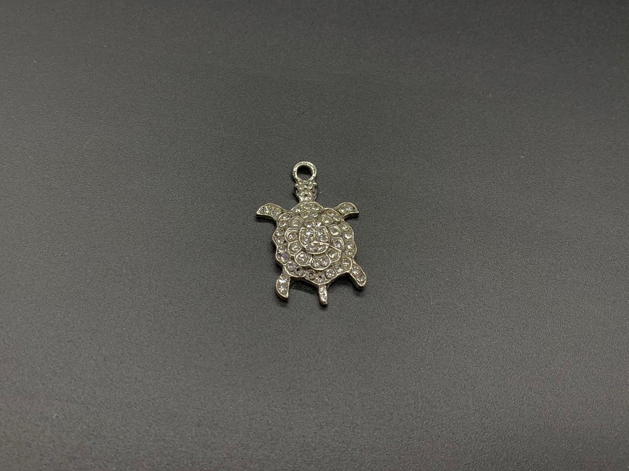 Подвеска металлическая декоративная Черепаха с камушками 3,3х1,7 см Серебристый (842087559)