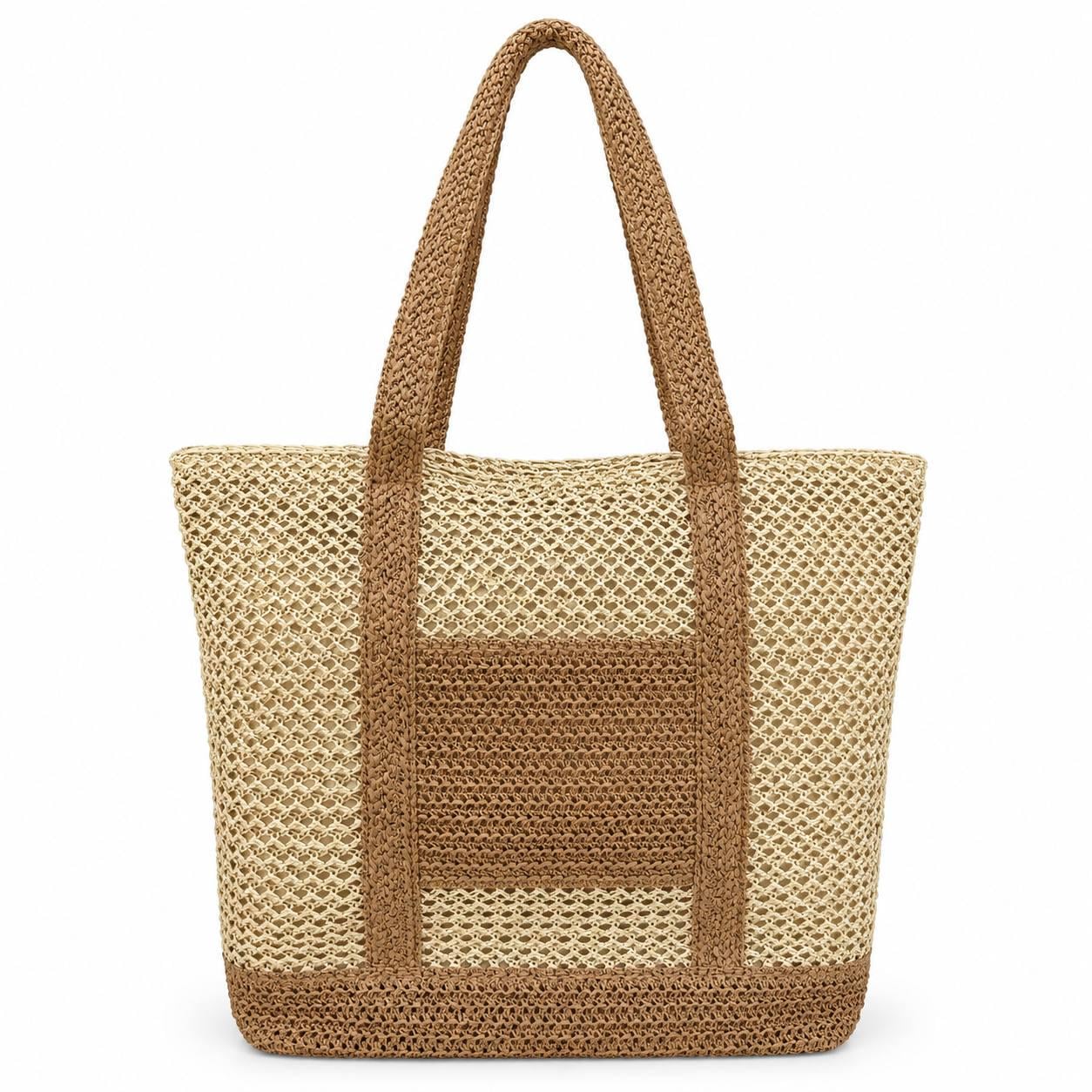 Сумка-шоппер пляжная LUNA 2629 женская плетеная с подкладкой и молнией Beige Breeze (M1065)