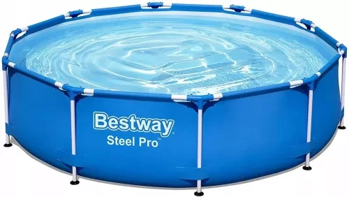 Бассейн каркасный круглый Bestway Steel Pro с трехслойной ПВХ-чашей 305х76 см 4678 л Сине-серый