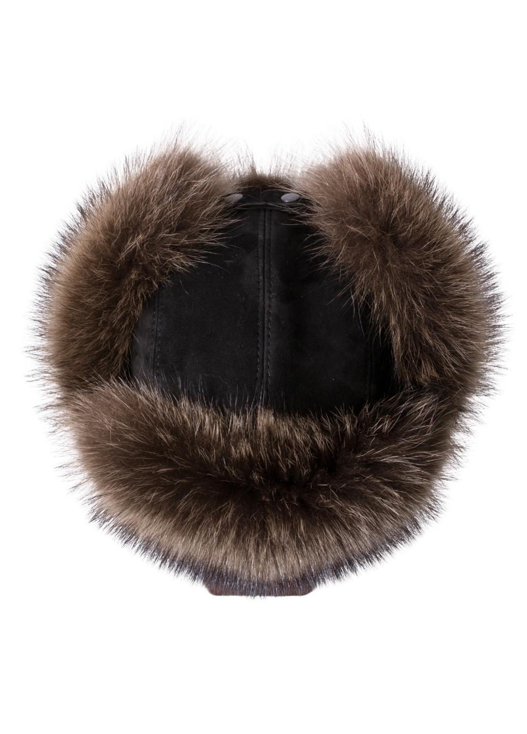 Шапка вушанка Меховой стиль Вушанка з натурального хутра єнота Рудо-оричневий (513/G)