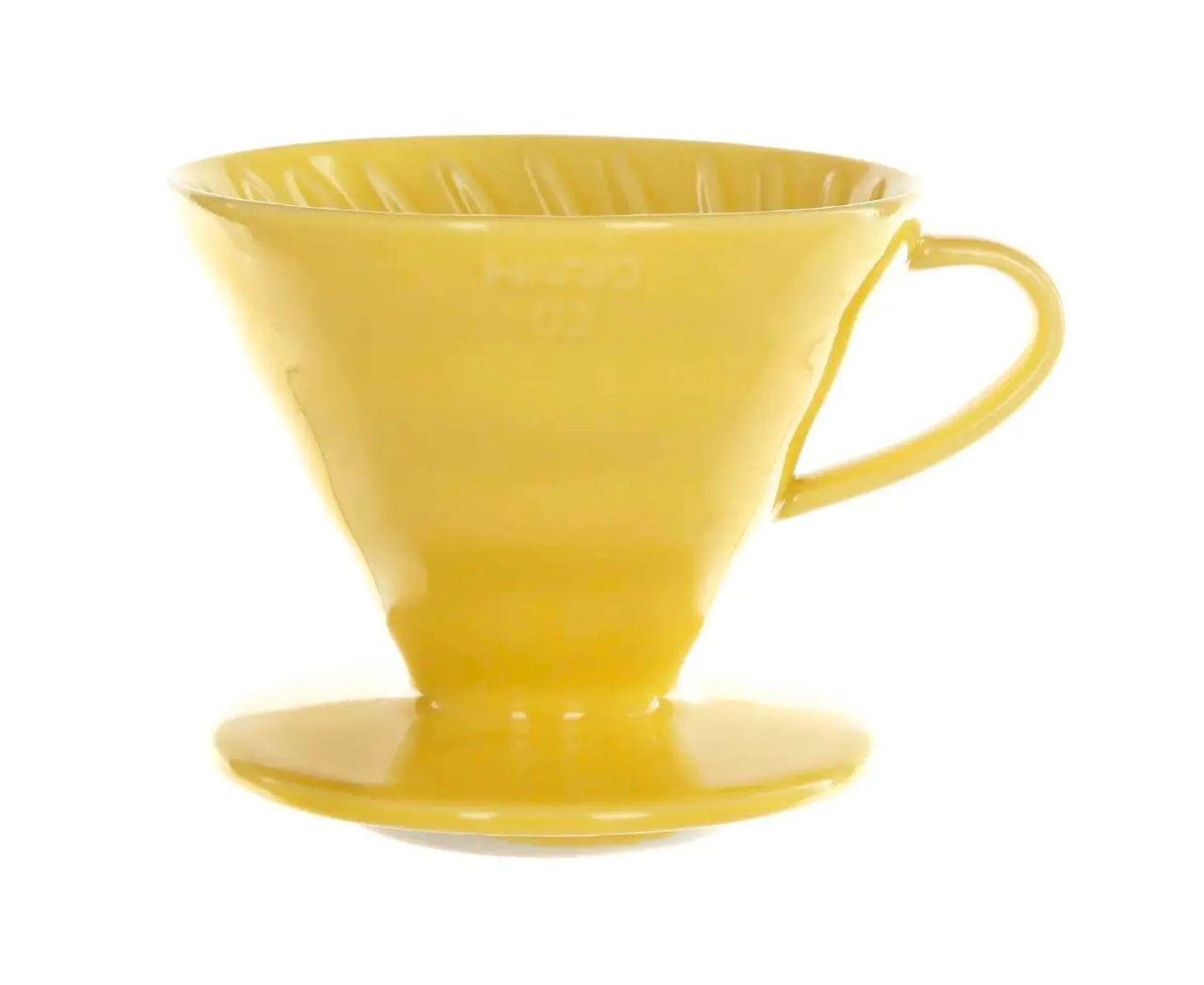 Пуровер керамический Hario v60 02 для приготовления кофе 400 мл на 4 порции Желтый (VDC-02-YEL-UEX)