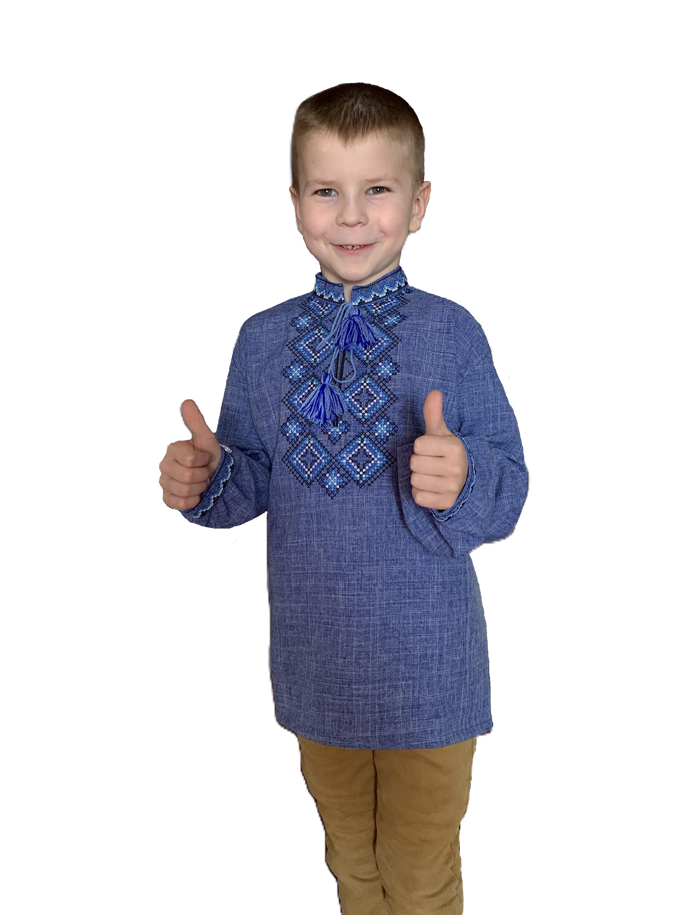 Вышиванка детская Праздничная для мальчика 128 см Джинсовый синий (25165709) Вышиванка детская Праздничная для мальчика 128 см Джинсовый синий (25165709)