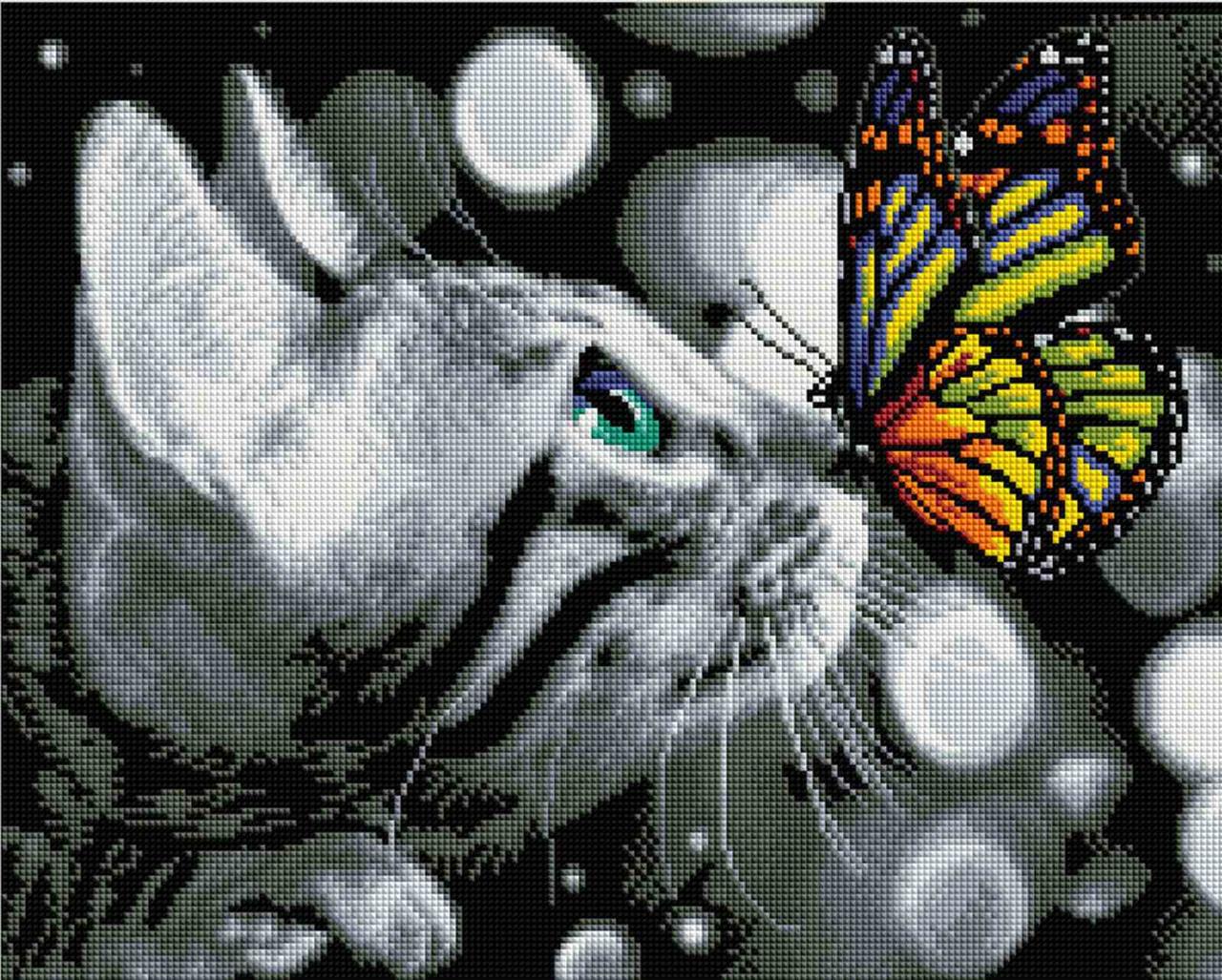 Алмазная мозаика ColorArt Котик с бабочкой 40х50 см (SP080)