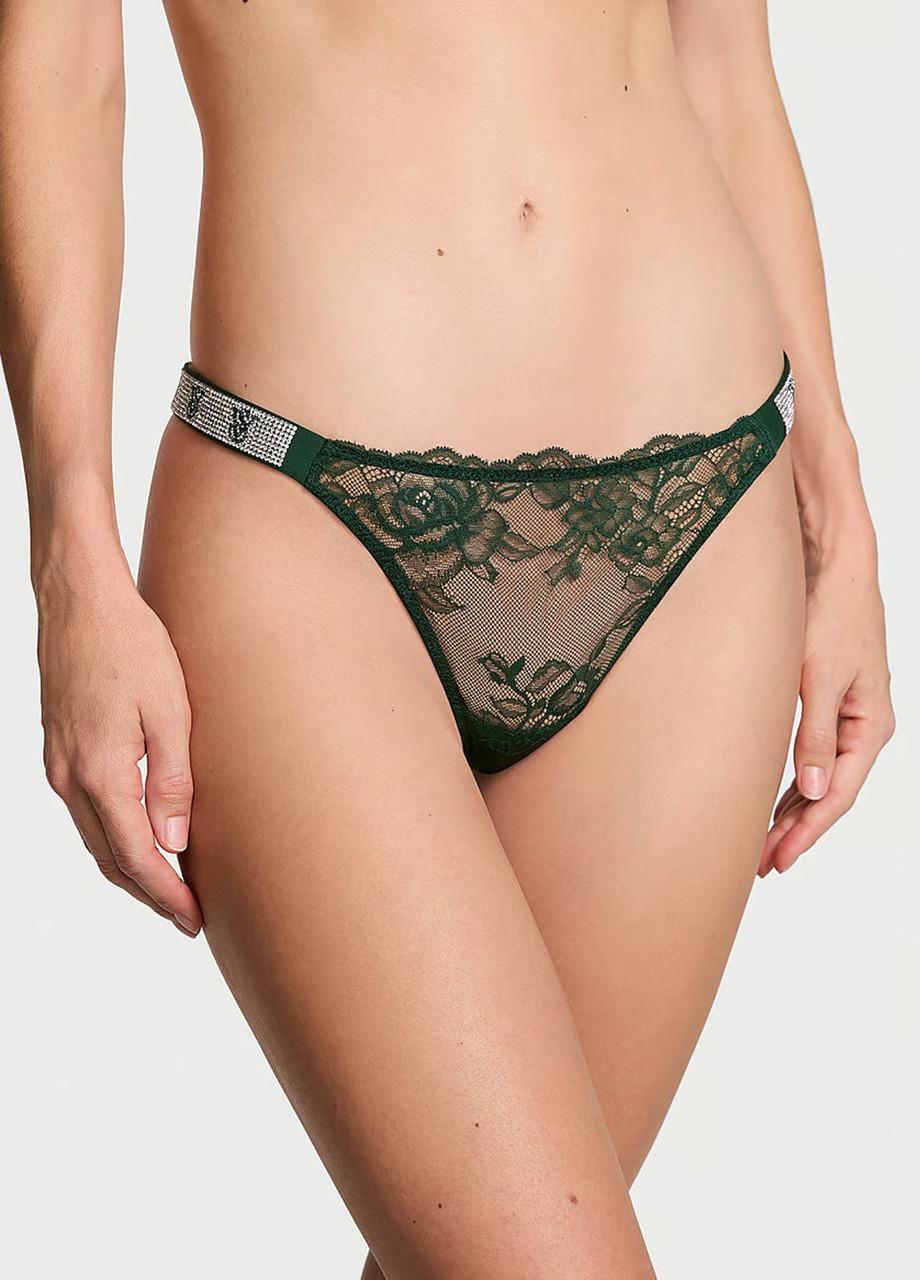 Трусики женские Victoria's Secret стринги Logo Lace XS Зеленый (2163389432525)