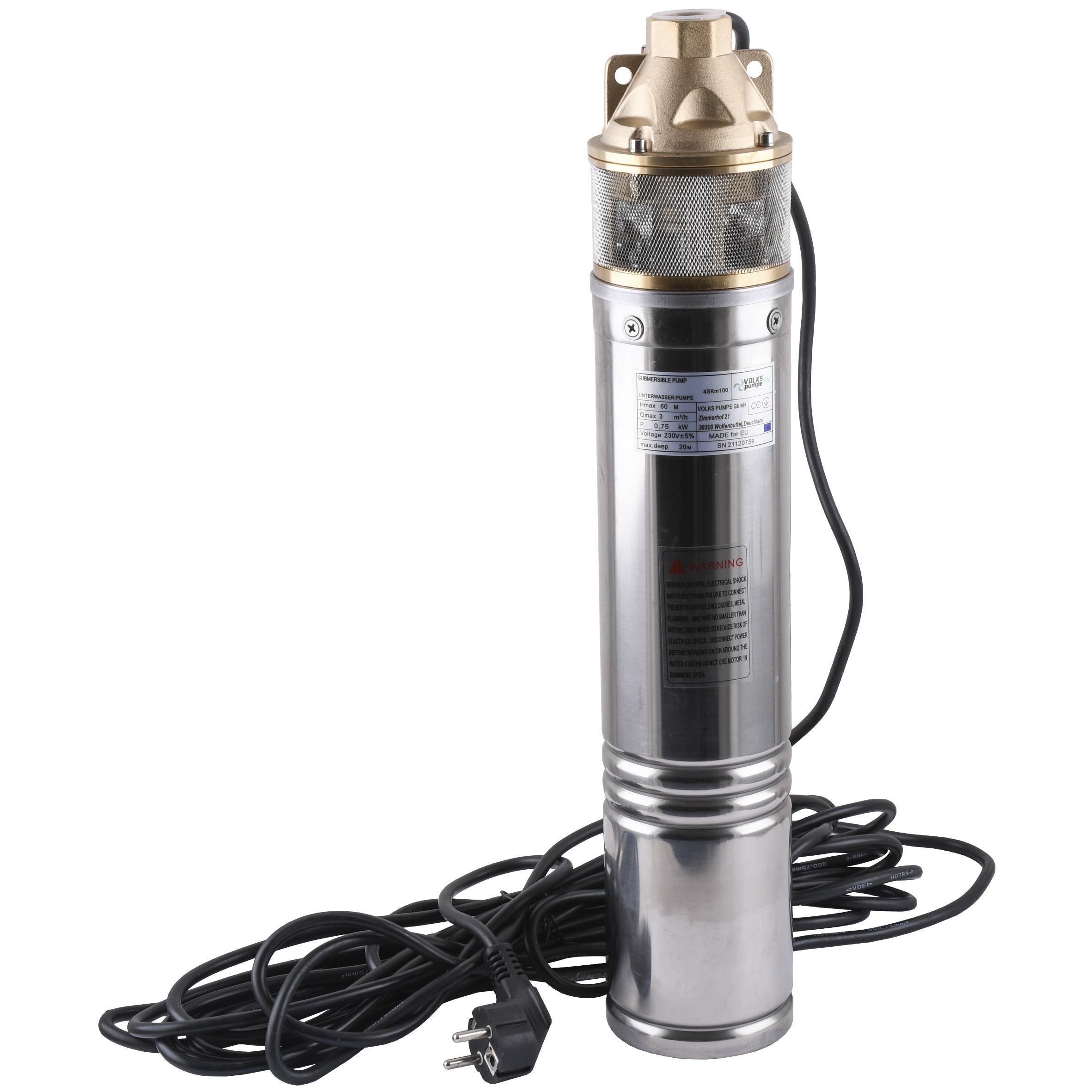 Насос вихревой скважинный VOLKS pumpe 4SKm100 с кабелем 10 м (23527)