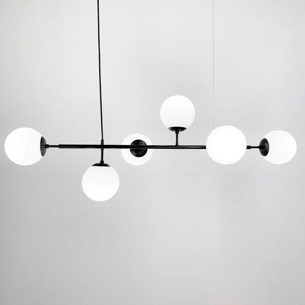 Люстра видовжена на 6 плафонів кріплення в двух точках тип A Чорний (SGJ 7/6A BK+BK) - фото 3