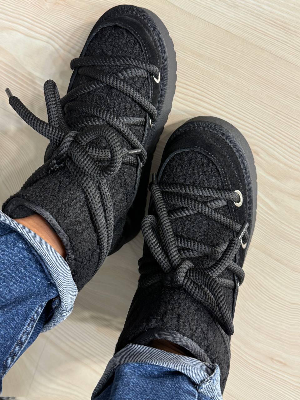 Угги женские Hengji 52-1 сноубутсы замшевые с мехом тедди на высокой подошве р. 39 Черный (5136) - фото 5