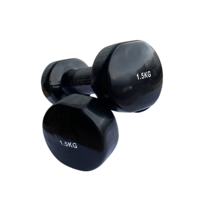 Гантель для фитнеса Generation Fitness FF51D3B с виниловым покрытием 1,5 кг Черный (FF51D3B-1.5kg black) - фото 3