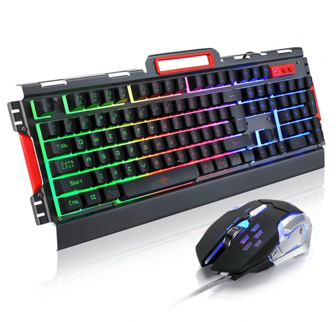 Комплект FlyBe K33 игровая проводная клавиатура с мышкой LED подсветки с переключателем DPI USB