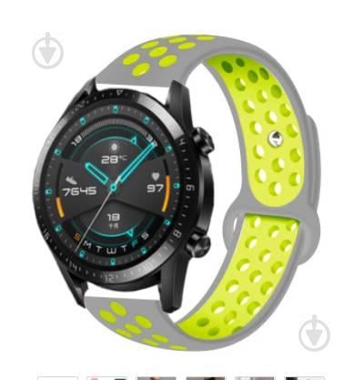Ремешок BeWatch для Xiaomi Amazfit Stratos | Pace | GTR 47mm силиконовый 22мм Серо Желтый (1020246)