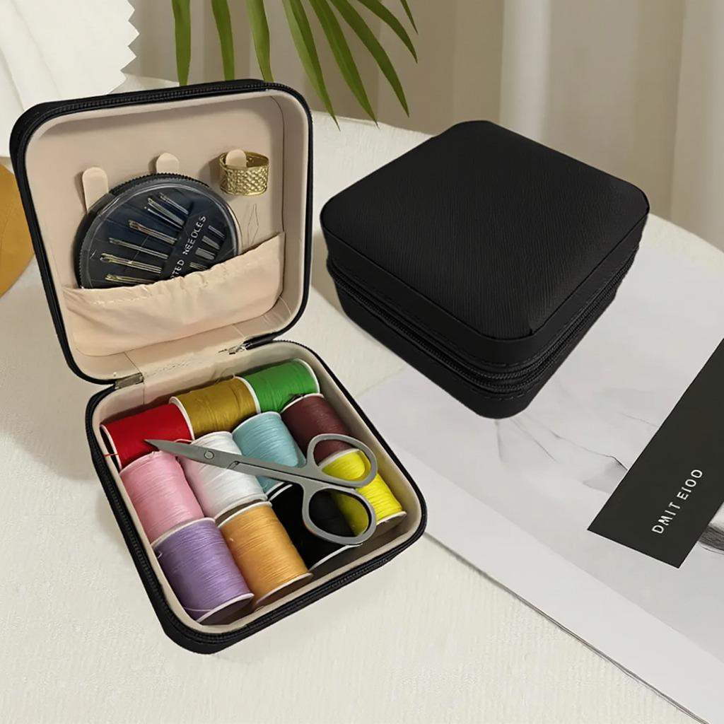 Набір для шиття нитки голки ножиці та аксесуари з сумкою на блискавці Чорний - фото 5 Набір для шиття нитки голки ножиці та аксесуари з сумкою на блискавці Чорний - фото 5