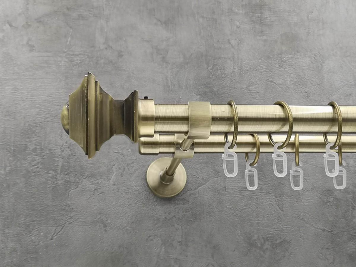 Карниз Quadrum Борджеза гладкая штанга двойной модерн 25/19 мм 400 см Антик (264774871)