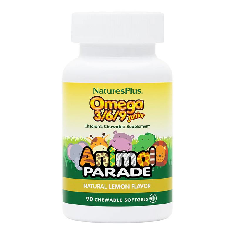 Омега 3-6-9 для детей Natures Plus Animal Parade Omega 3/6/9 Junior Лимон 90 жевательных капс. (23204-01)