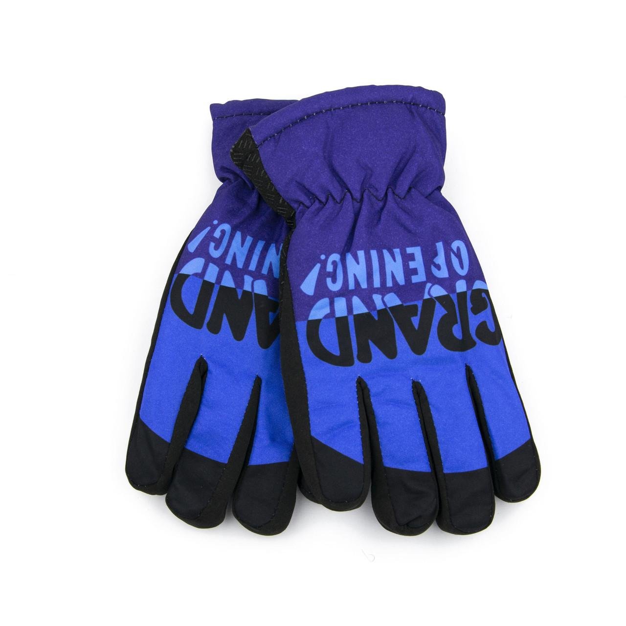 Рукавиці болоньєві лижні підліткові з хутром на резинці з принтом від 11 років Бузковий (23-6-6)