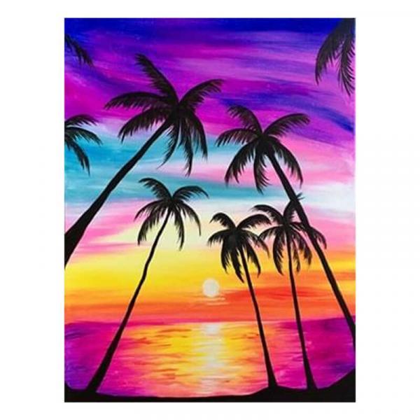 Алмазна мозаїка TK Group Пальми на заході 40х30 см з рамкою в коробці (GB75898-mt)