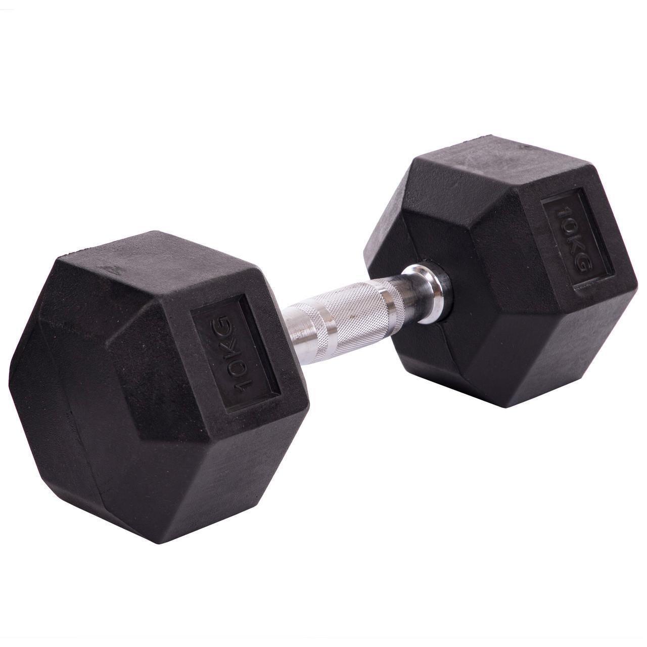 Гантель цельная SP-Planeta LN-1205-10 шестигранная гексагональная обрезиненная 10 кг (2534251169) - фото 1