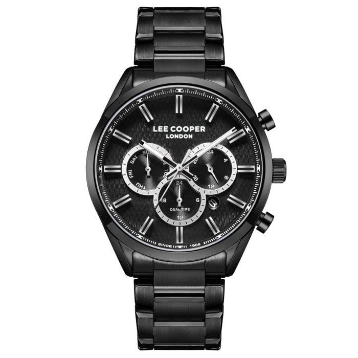 Часы мужские Lee Cooper England водостойкие со стальным корпусом 44х11 мм Черный (150-96-1985)