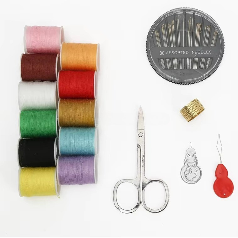 Набір для шиття нитки голки ножиці та аксесуари з сумкою на блискавці Чорний - фото 6 Набір для шиття нитки голки ножиці та аксесуари з сумкою на блискавці Чорний - фото 6