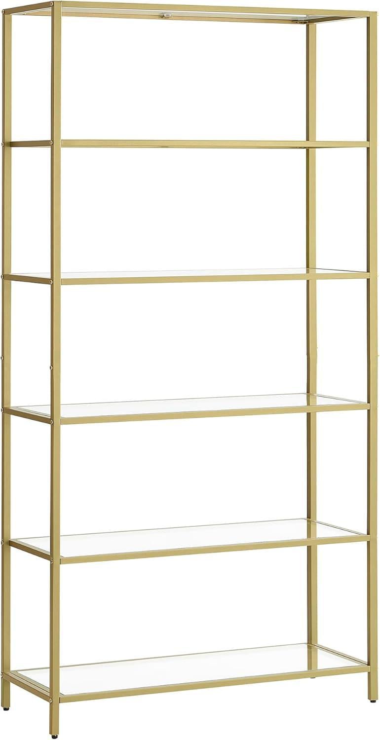 Стеллаж многоуровневый со стеклянными полками Songmics Vasagle Glamour Gold (LGT503A01)