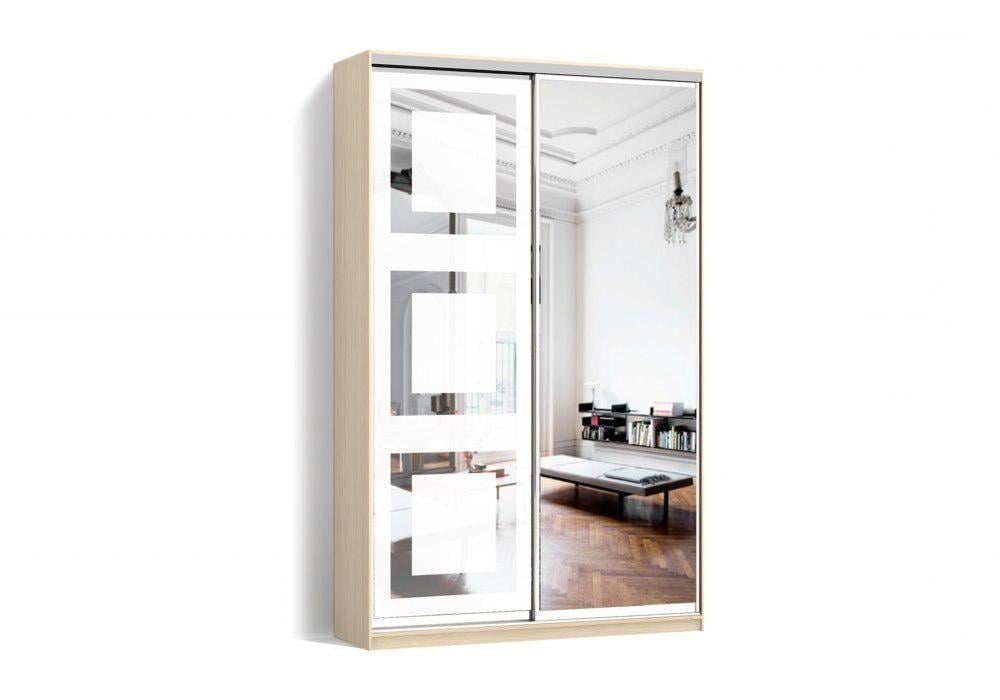 Шафа-купе Luхe 2 двері Дзеркало/Піскоструй малюнок CLS-IV 1800х2000х600 мм Дуб молочний (32566)