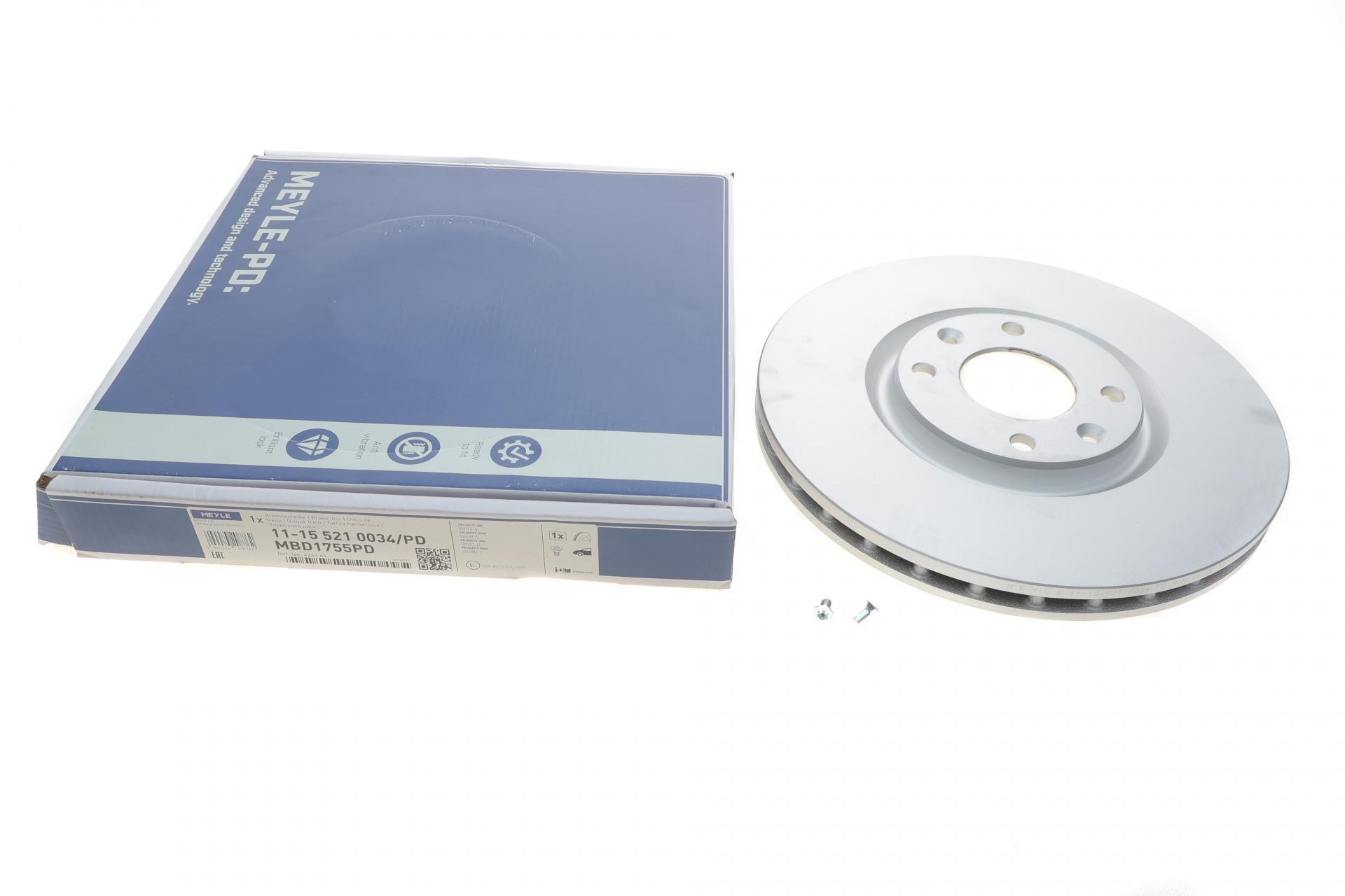 Тормозной диск передний MEYLE для Citroen C4/Peugeot 208/308 1.0-2.0 04-302x26 мм (11-15 521 0034/PD)