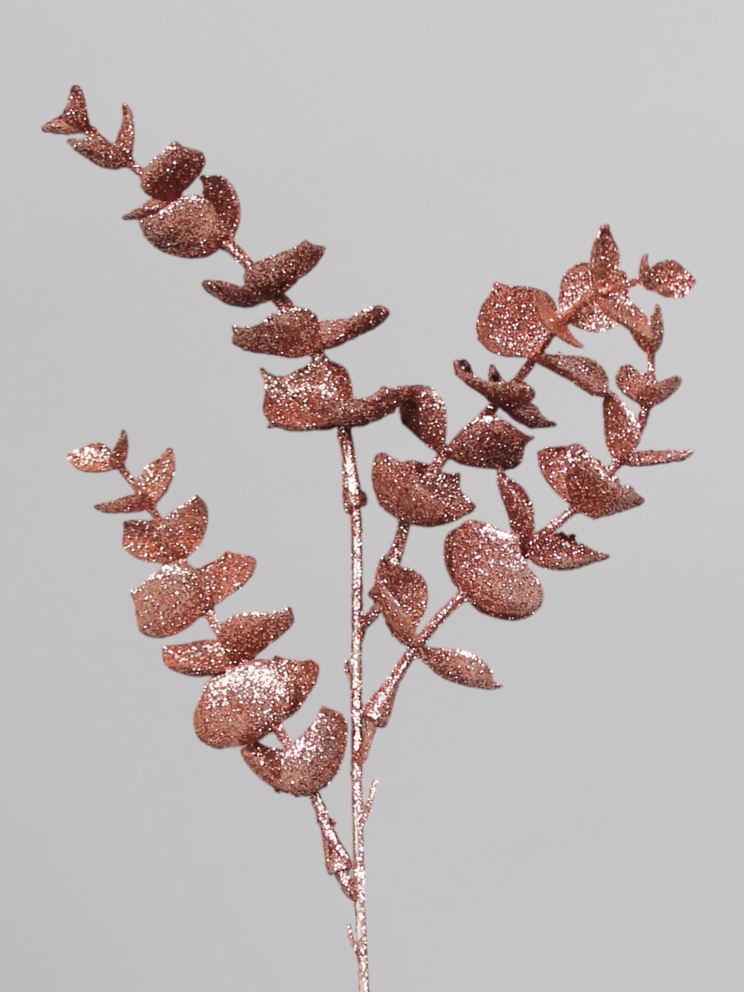 Ветвь эвкалипта в блестках 39 см Светло-розовый (Р03107)