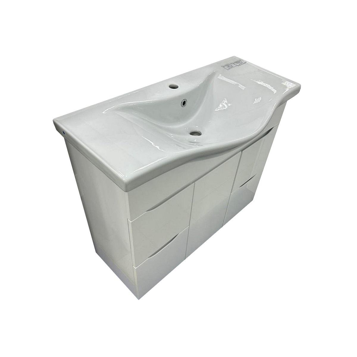 Тумба для ванной комнаты с выдвижными ящиками Ранчо Т-18 и умывальником LAPINO 80 см White (АРИАЛ-12062) - фото 3