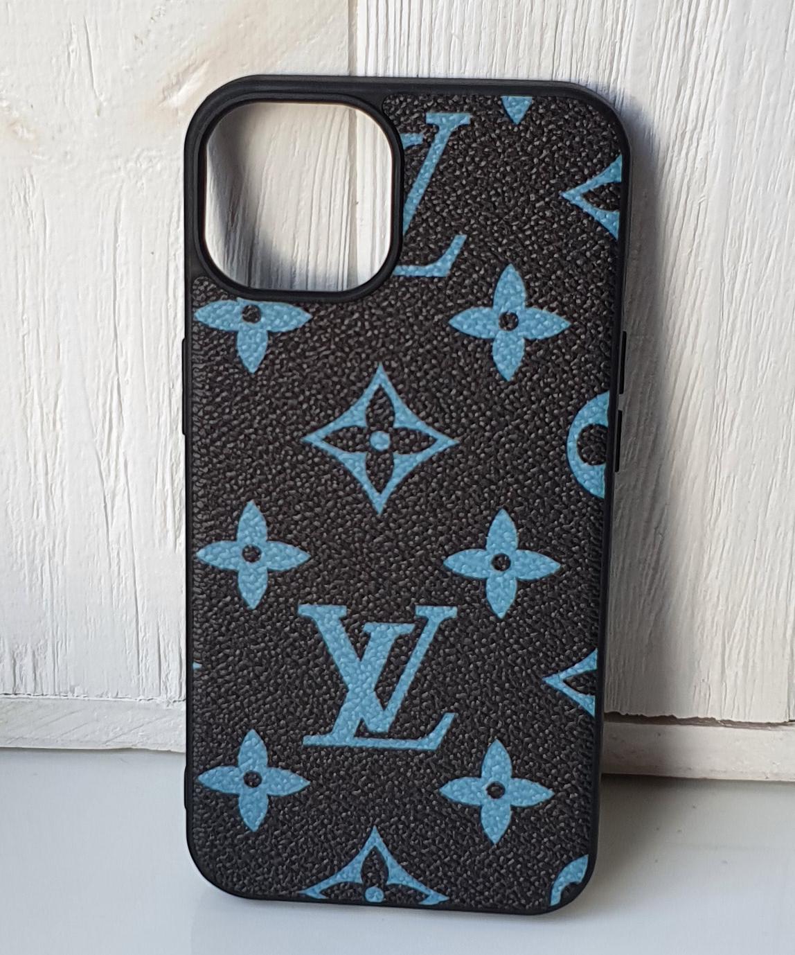 Чехол PRC Louis Vuitton Case (leather) iPhone 13 blue/logo С рисунком Синий - фото 2