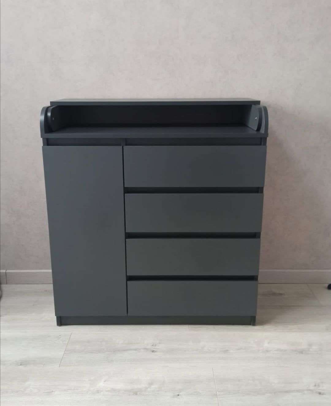 Комод пеленальный Soft 4/1 телескопические направляющие Антрацит