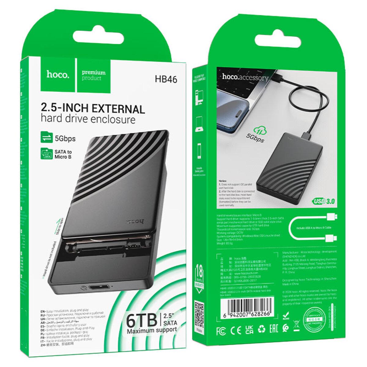 Внешний карман для жесткого диска Hoco HB46 USB 3.0 SATA Black (21546159) - фото 5