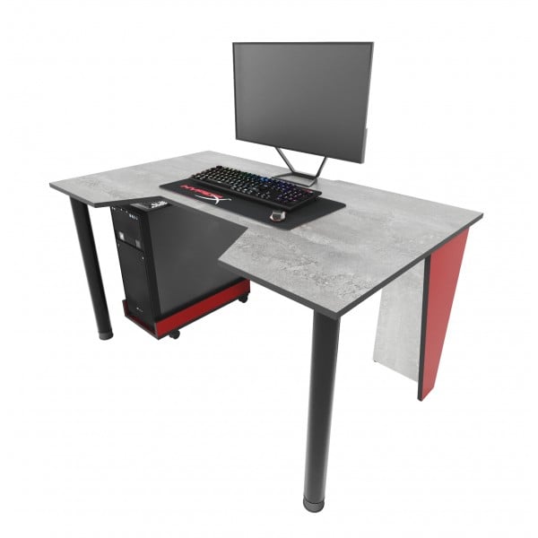 Компьютерный стол игровой Zeus GAMER-2 Бетон с красным (6453790e7d6d512e913bb764)