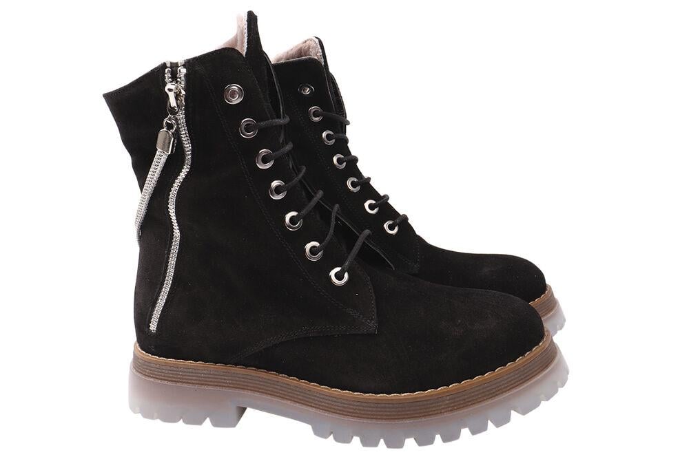 Ботинки женские Aquamarin из замши высокие на платформе р. 40 Черный (1869-21ZH)