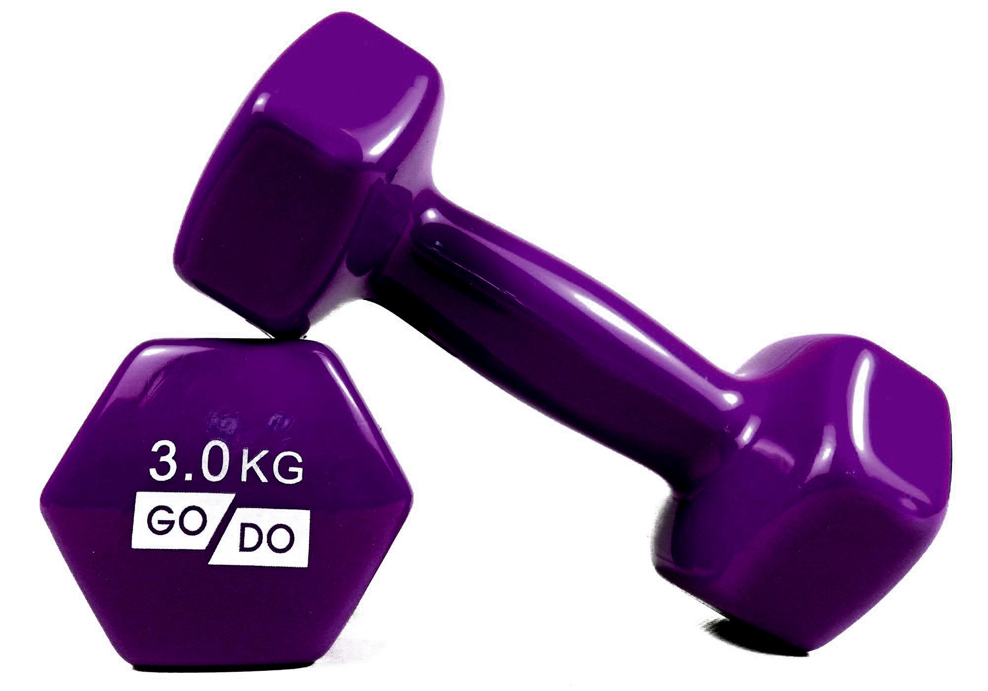 Гантели EasyFit GoDo с виниловым покрытием 3 кг Фиолетовый (EF-GD3V) - фото 2 Гантели EasyFit GoDo с виниловым покрытием 3 кг Фиолетовый (EF-GD3V) - фото 2