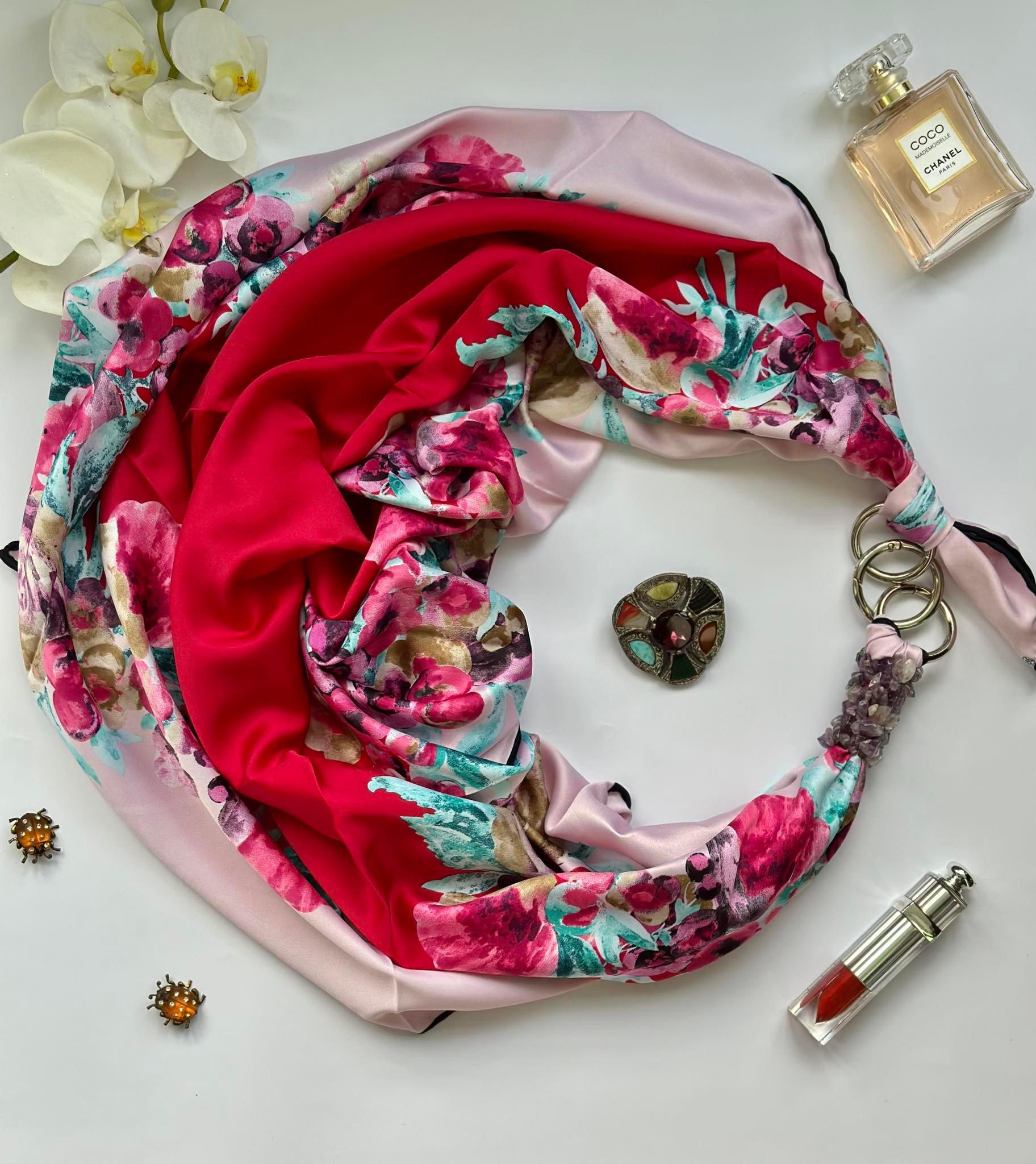 Платок дизайнерский My Scarf Танго в Париже с натуральным камнем аметист (х-070)