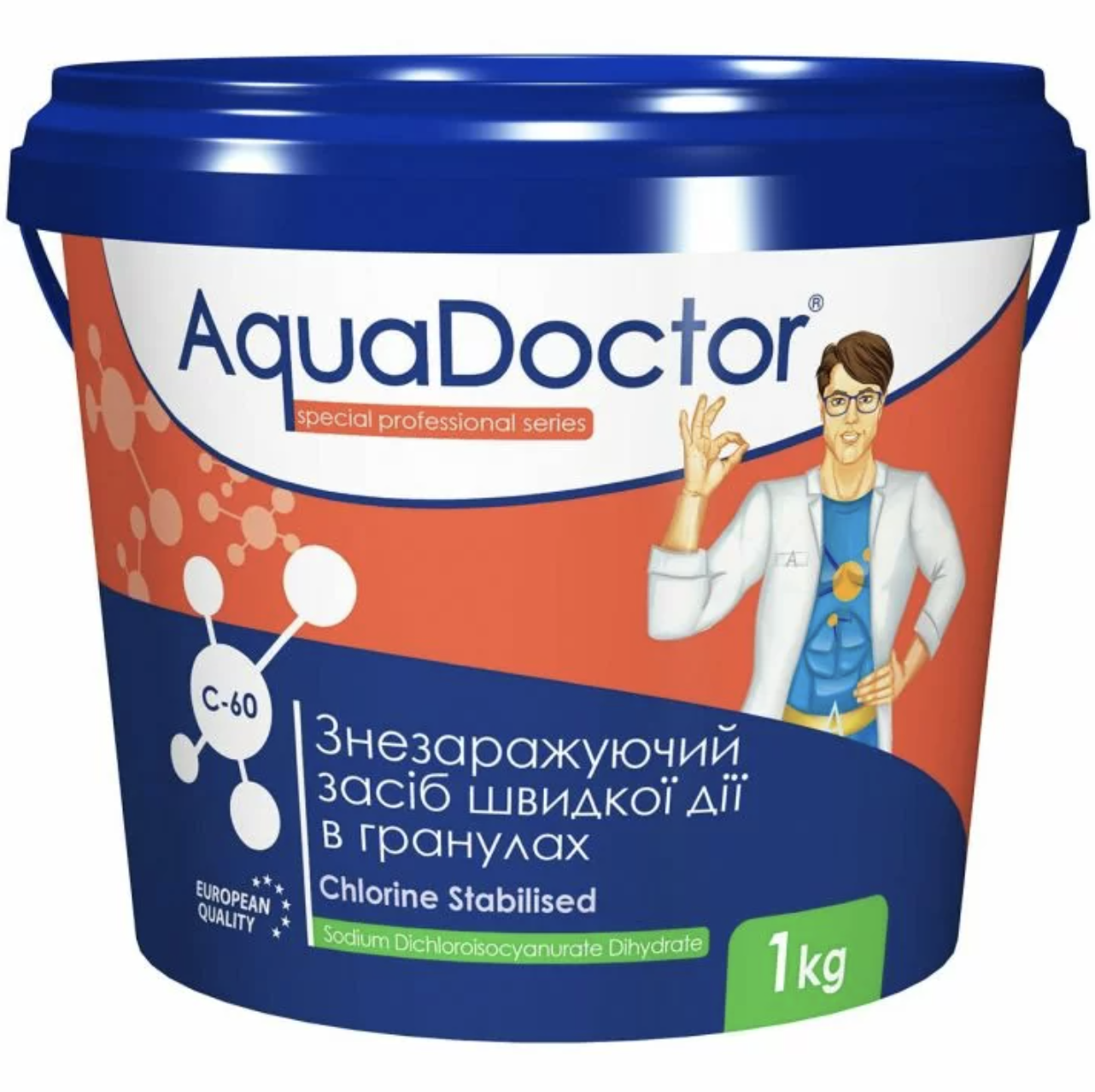 Засіб дезінфікуючий AquaDoctor C-60 Хлор у гранулах 1 кг (155404)