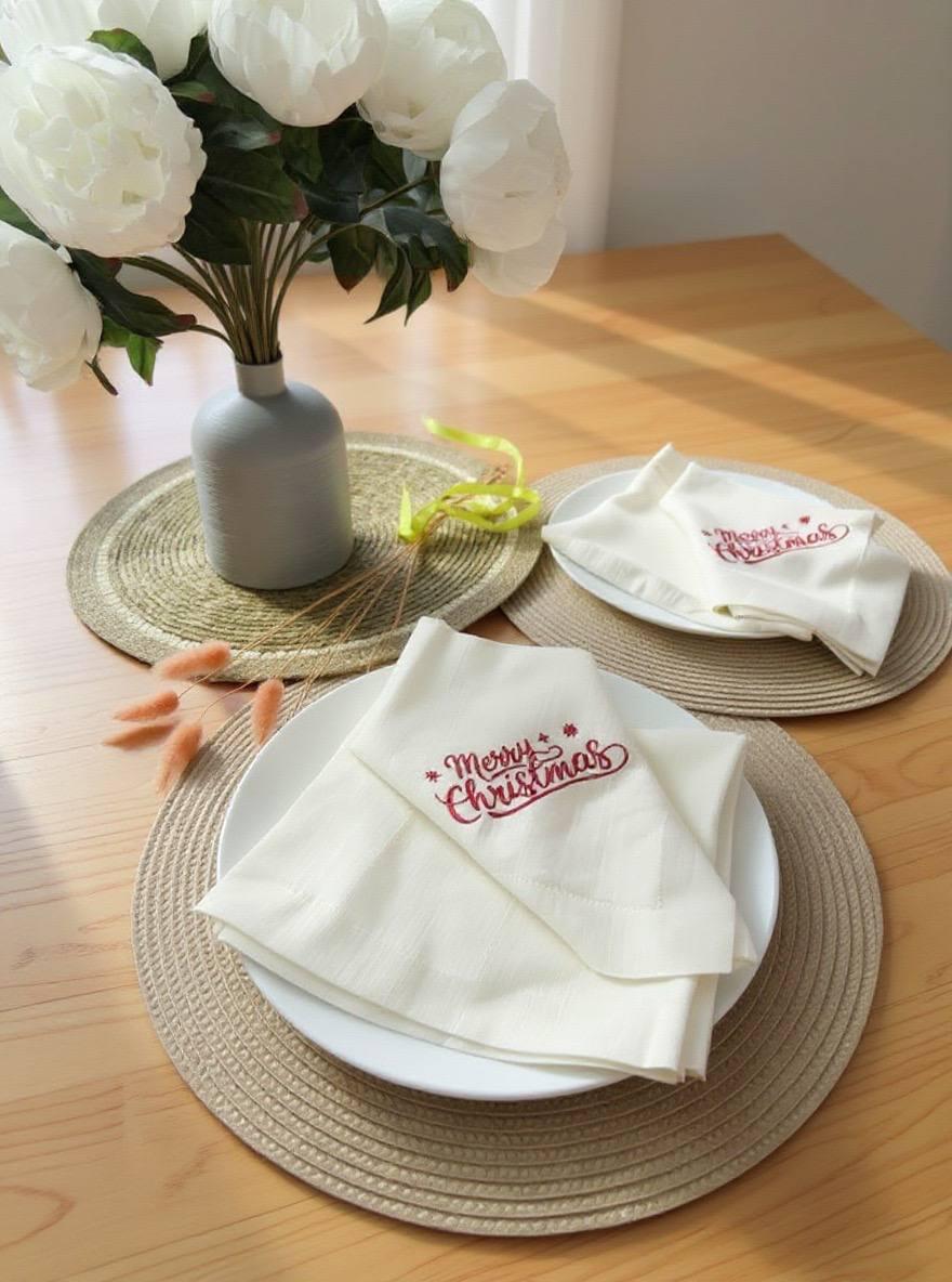 Серветка з вишивкою Merry Christmas 4 шт. Білий (30100474) - фото 7 Серветка з вишивкою Merry Christmas 4 шт. Білий (30100474) - фото 7