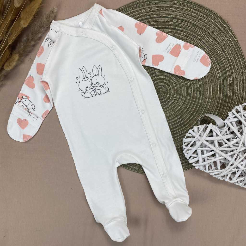 Человечек RoyalBaby Милые зайчата с сердечками интерлок (143538-19175)