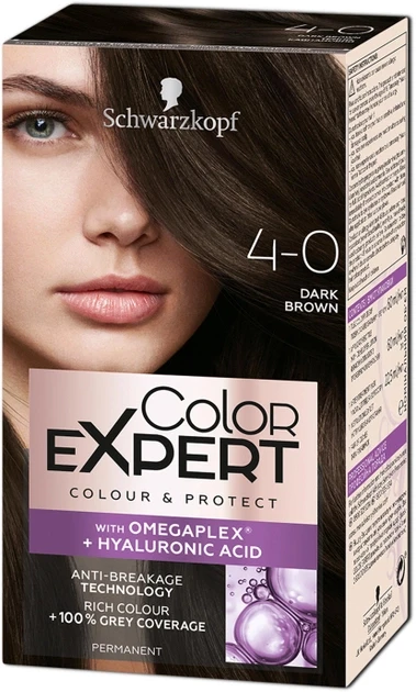 Крем-краска стойкая Color Expert с гиалуроновой кислотой 4-0 Темно-каштановый