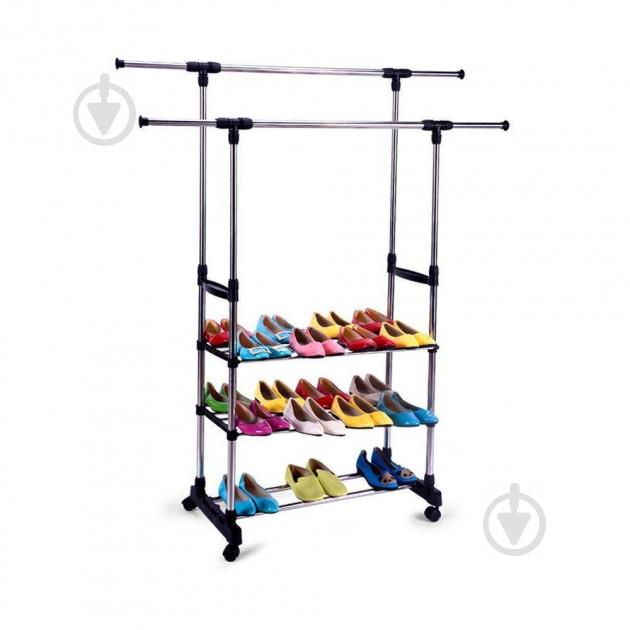 Вішалка для одягу з полицями для взуття Double Pole телескопічна 1300/450/1600 (300728)