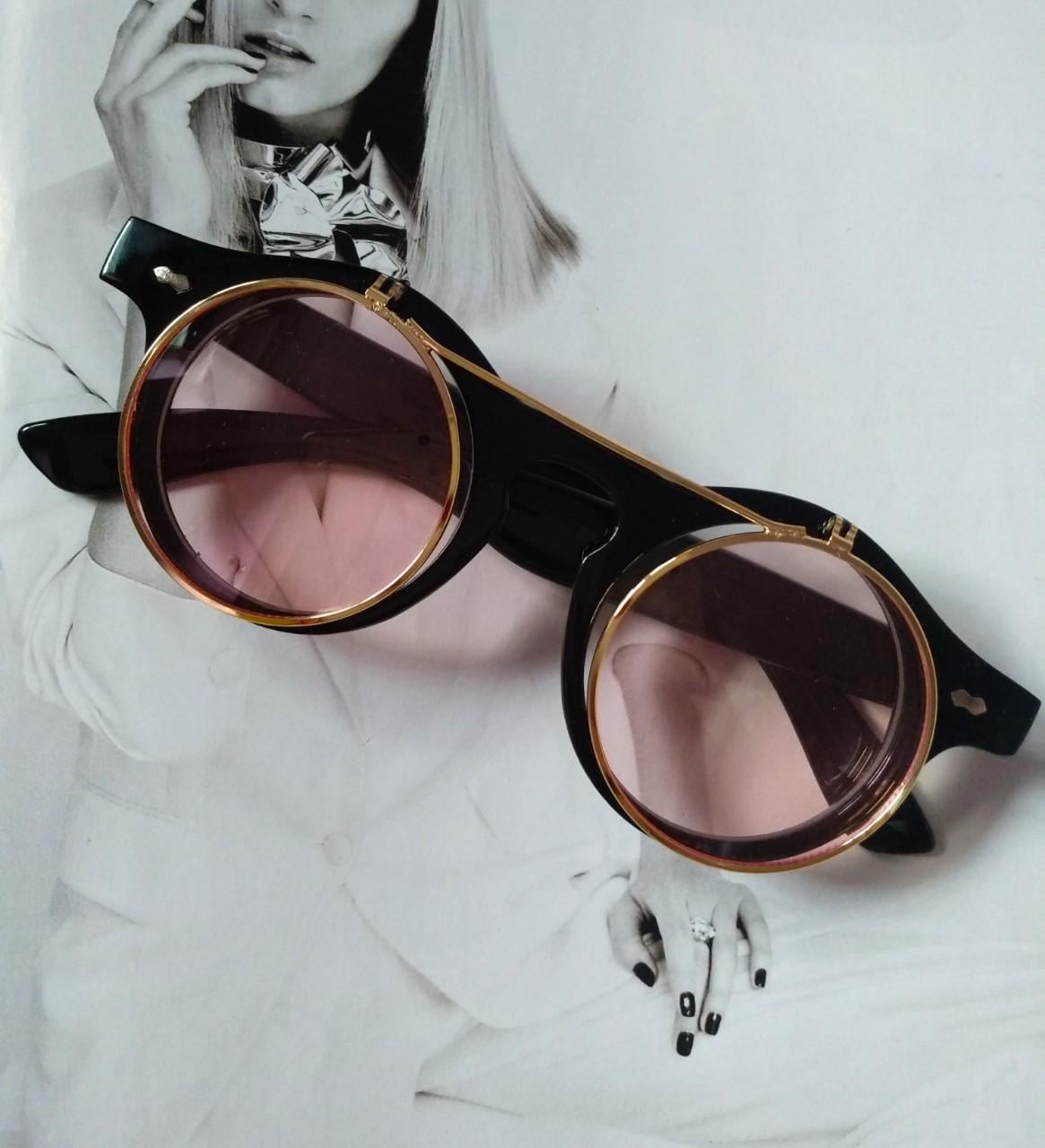 Очки солнцезащитные имиджевые круглые панк двойной флип Розовый Очки солнцезащитные имиджевые круглые панк двойной флип Розовый