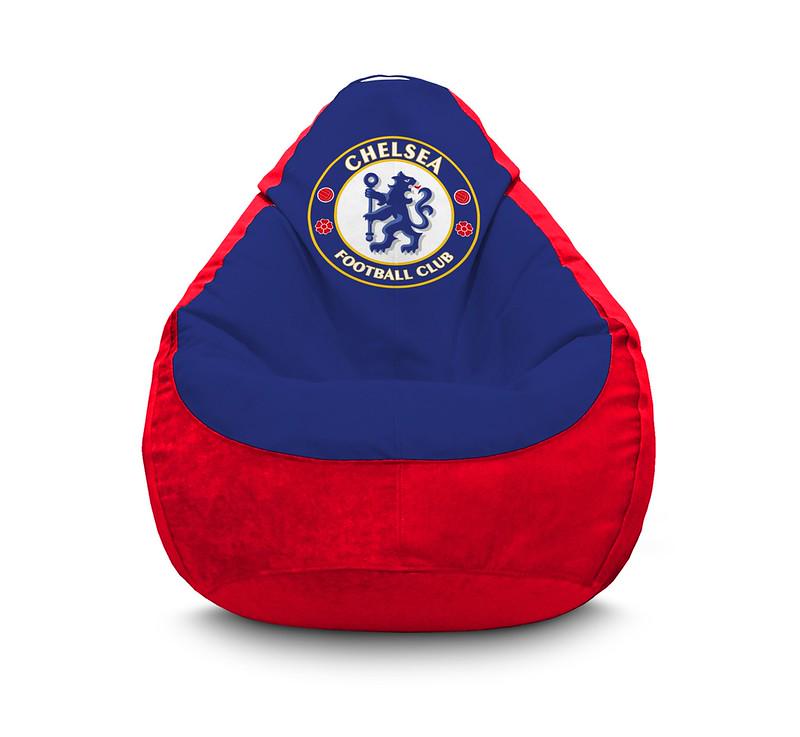 Кресло мешок iPuff Football Chelsea FC Red Флок XXL 90х125 см Красный