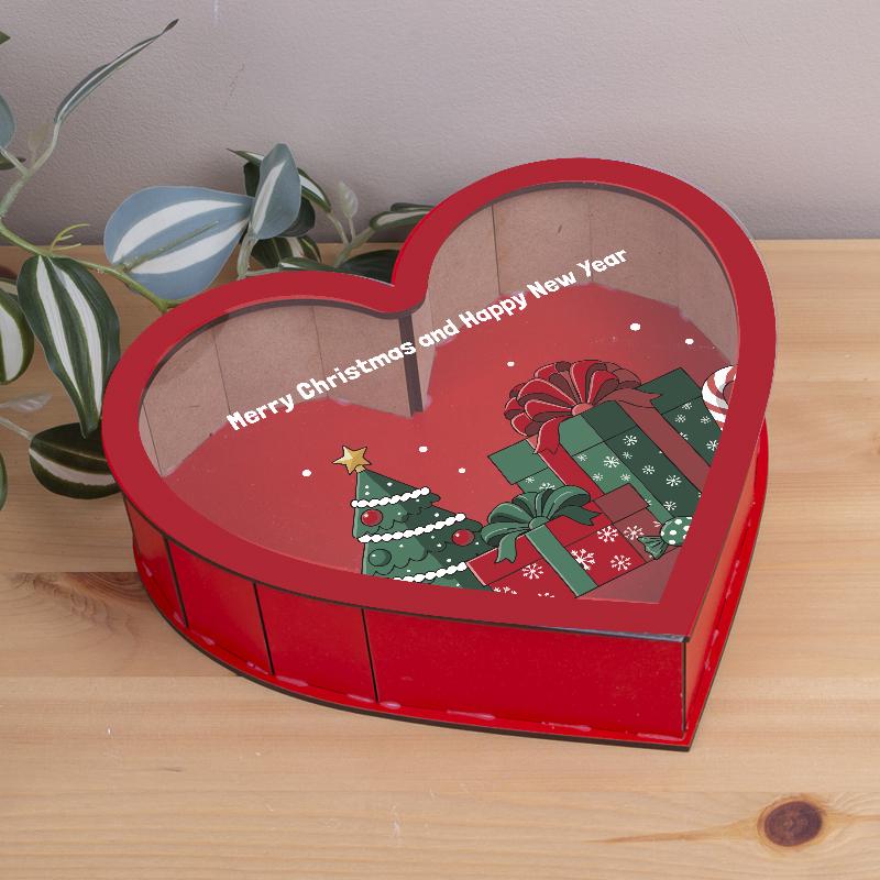 Коробка сердце деревянная Merry Christmas and Happy New Year 22,5 см (7397-9)