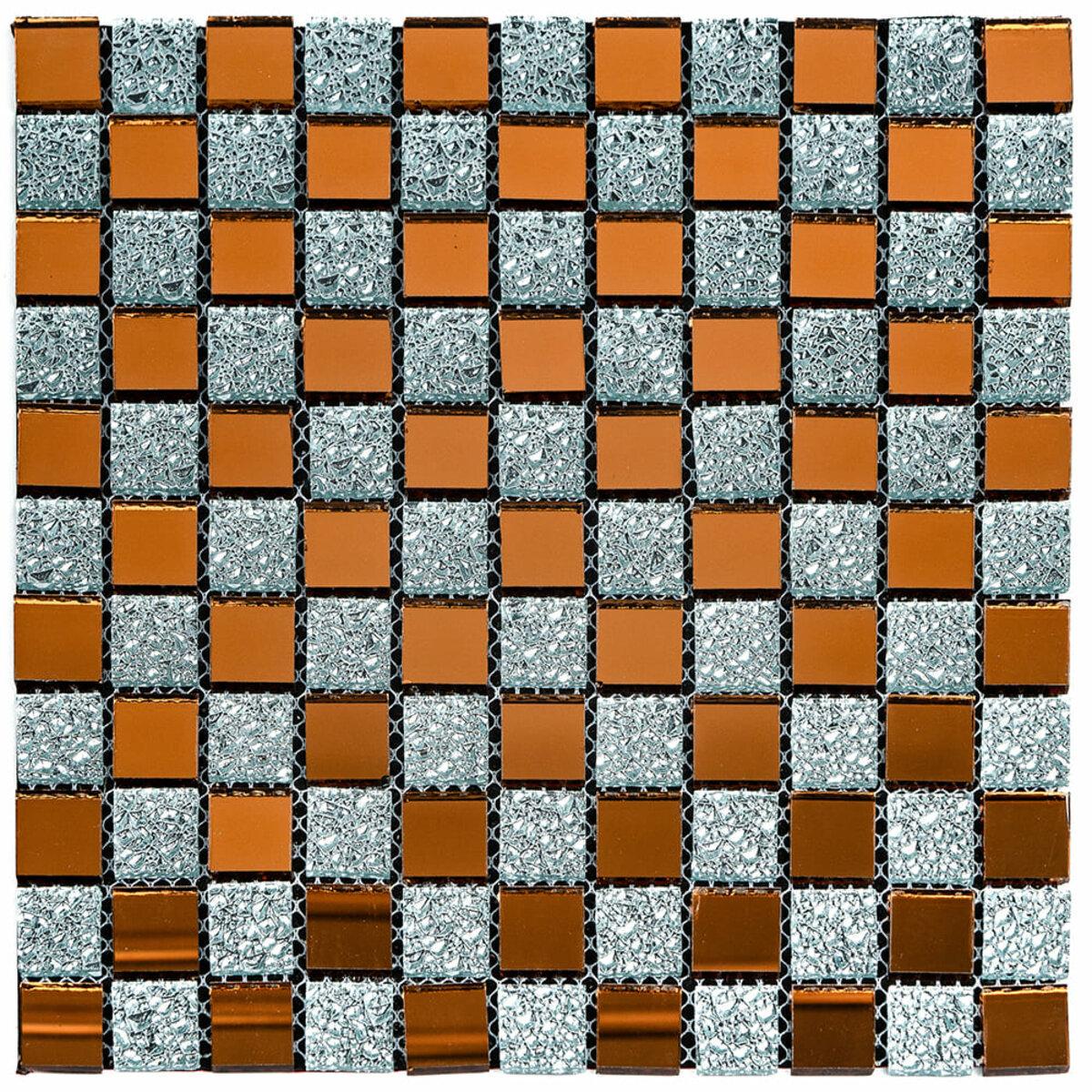 Мозаика из декоративного стекла 298х298х4,5 мм Серо-Оранжевый (SW-00002361)
