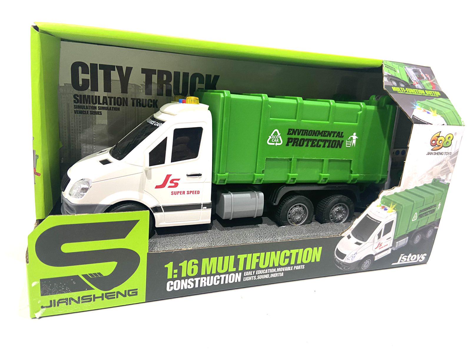 Мусоровоз Jian Sheng Toys 1:16 Зеленый (JS 138/138 A) Мусоровоз Jian Sheng Toys 1:16 Зеленый (JS 138/138 A)