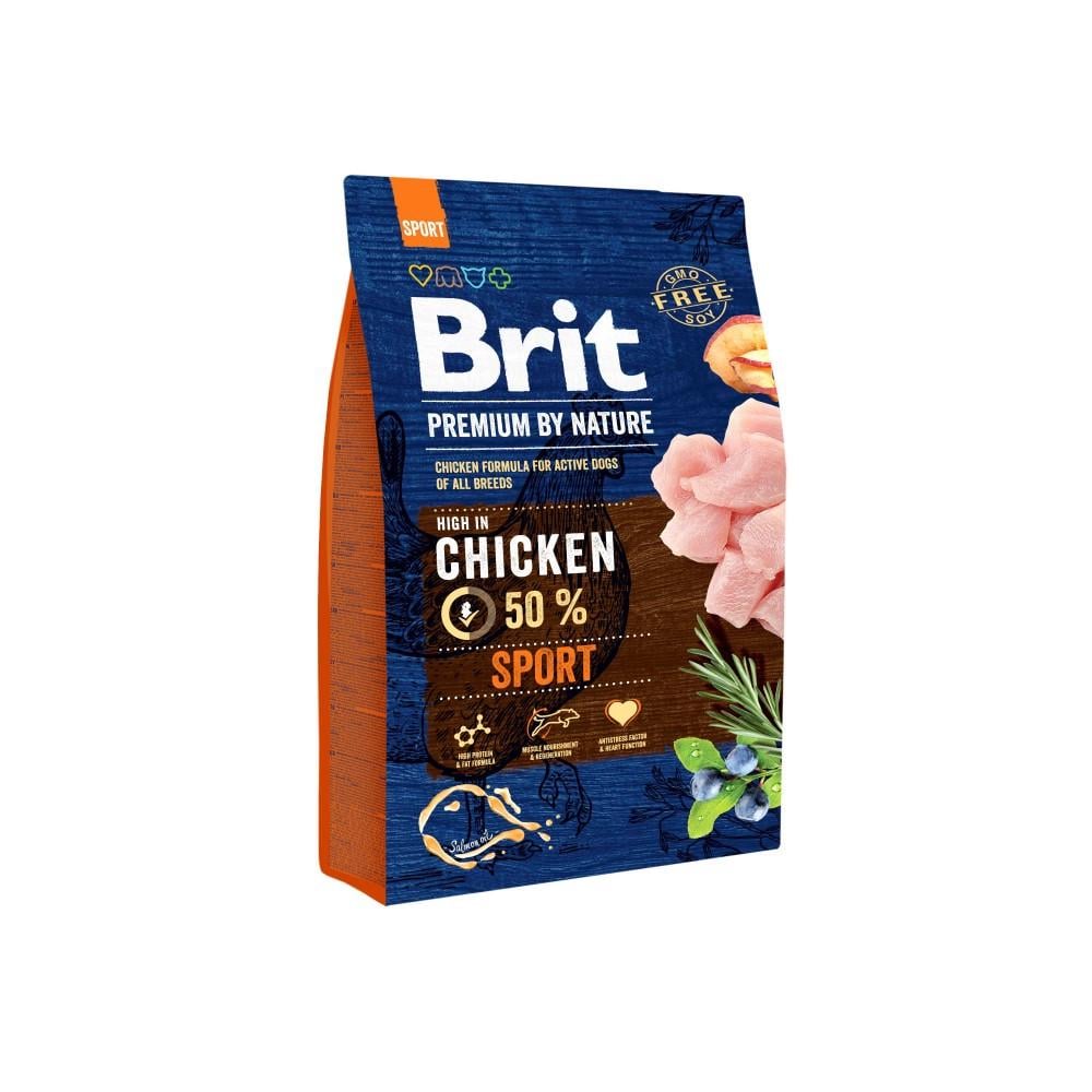 Корм сухой Brit Premium Dog Sport для взрослых собак всех пород с высокими затратами энергии с курицей 3 кг (8595602526666)