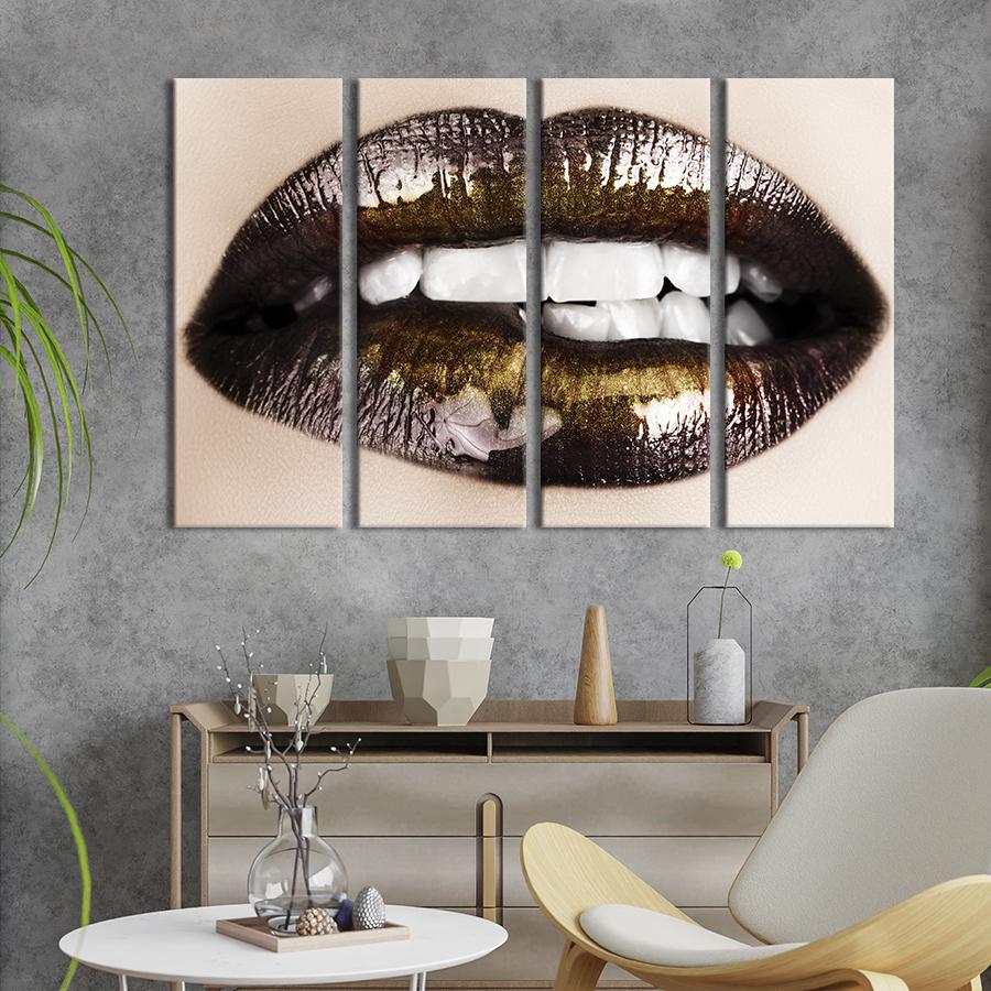 Картина модульная из 4 частей Соблазнительные блестящие губы L 149x93 см (501-41)