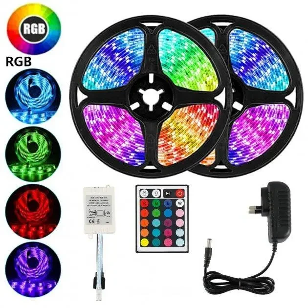 Лента светодиодная LED RGB 3528 5 м с пультом и блоком питания (11072377) - фото 2