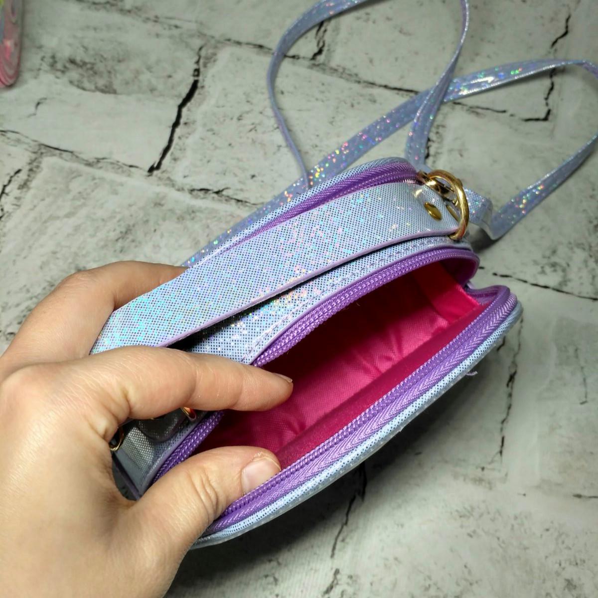 Сумочка Куромі для дівчинки з ремінцем з блискітками 15,5х12,5х5,5 см Бузковий (7306-2) - фото 2